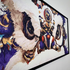 “Fluid Painting”-The Chinese Lion with framed