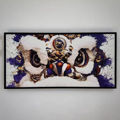 “Fluid Painting”-The Chinese Lion with framed