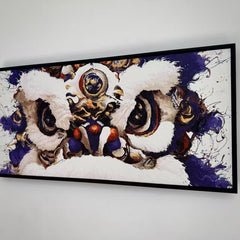 “Fluid Painting”-The Chinese Lion with framed