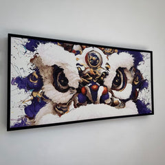 “Fluid Painting”-The Chinese Lion with framed