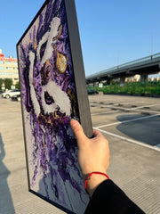 “Fluid Painting”-The Chinese Lion with framed