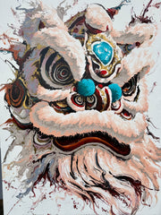 “Fluid Painting”-The Lion with framed