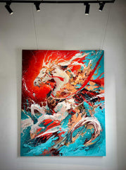 “Fluid Painting”-The Flying Horse with framed