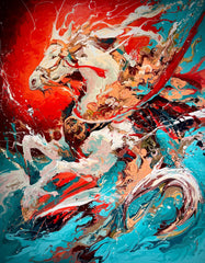 “Fluid Painting”-The Flying Horse with framed