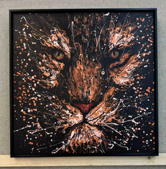 “Black&Golden Painting”-Tiger with frame