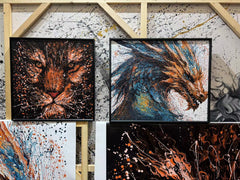 “Fluid Painting”-Winter is Coming-Dragon-with frame (Aluminum Alloy)
