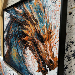 “Fluid Painting”-Winter is Coming-Dragon-with frame (Aluminum Alloy)