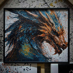 “Fluid Painting”-Winter is Coming-Dragon-with frame (Aluminum Alloy)