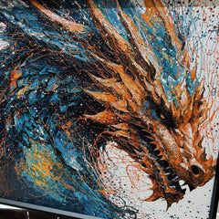 “Fluid Painting”-Winter is Coming-Dragon-with frame (Aluminum Alloy)