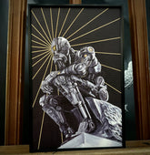 "Black&Golden Painting'-Mechanical Thinker with frame (Aluminum Alloy)
