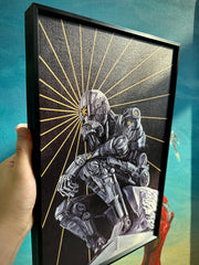 "Black&Golden Painting'-Mechanical Thinker with frame (Aluminum Alloy)