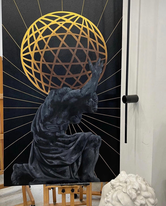 Atlas black and gold painting by YIFAN ZHANG