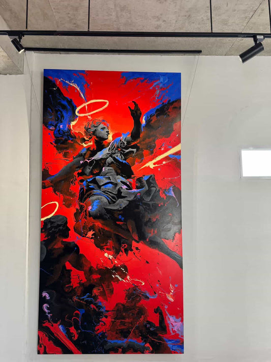 The Corner of Heaven, a 300 × 150 cm original oil painting by YIFAN ZHANG