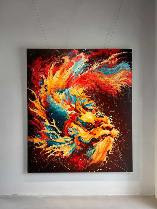 The Dragon Fish, a 200 × 160 cm original oil painting by YIFAN ZHANG