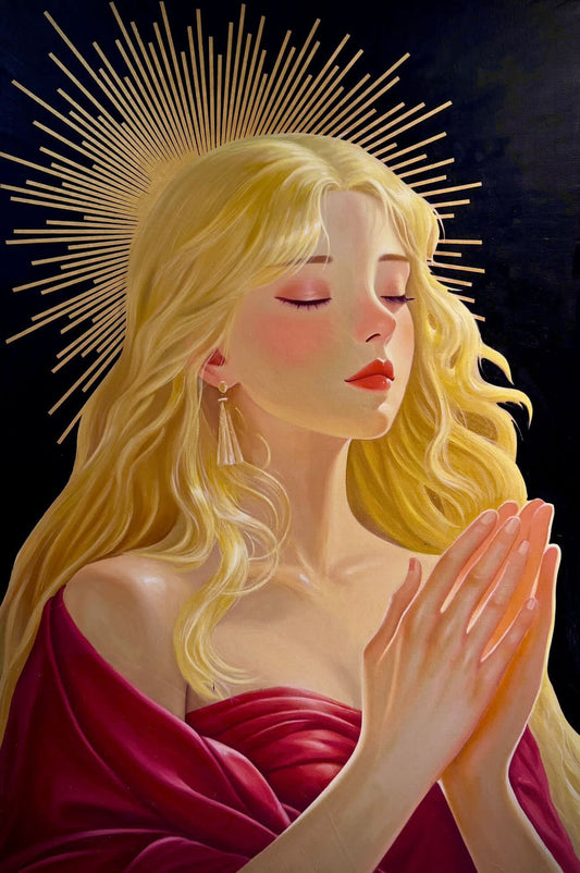 The Prayer, an original oil painting by YIFAN ZHANG, 120 cm × 80 cm