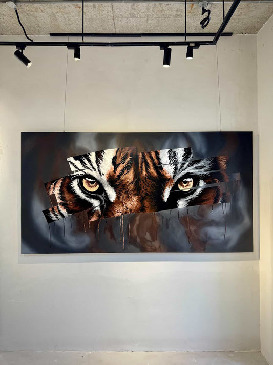 The Kind of Mountains, an original oil painting by YIFAN ZHANG, 100 × 200 cm