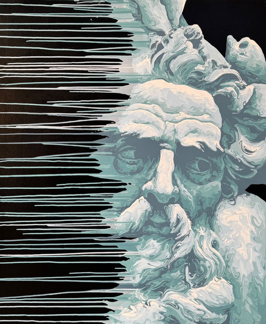 Poseidon original fluid painting by YIFAN ZHANG, 160 × 130 cm