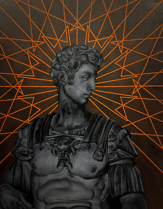 Giuliano de' Medici original black and gold painting by YIFAN ZHANG, 170 × 110 cm