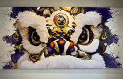“Fluid Painting”-The Chinese Lion with framed