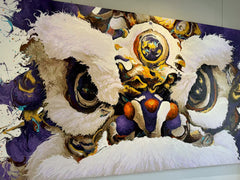 “Fluid Painting”-The Chinese Lion with framed