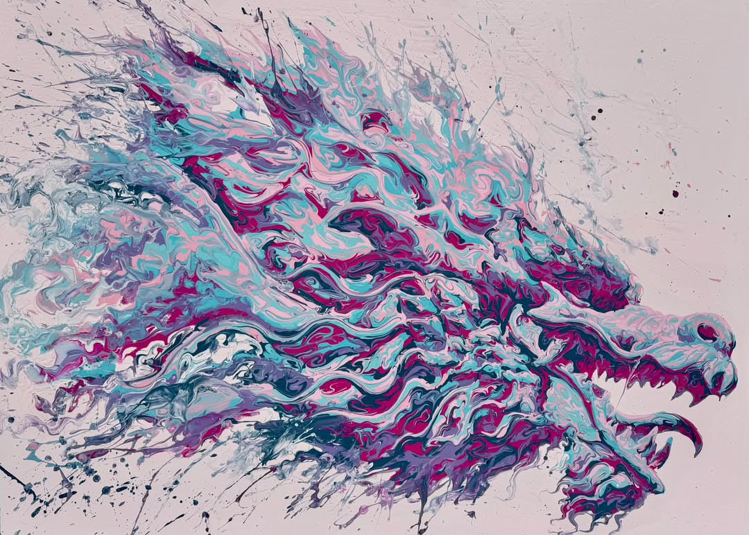 “Fluid Painting”-The Drgon-Original