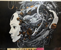 “Black&Golden Painting”-Mechanical Ascent with framed